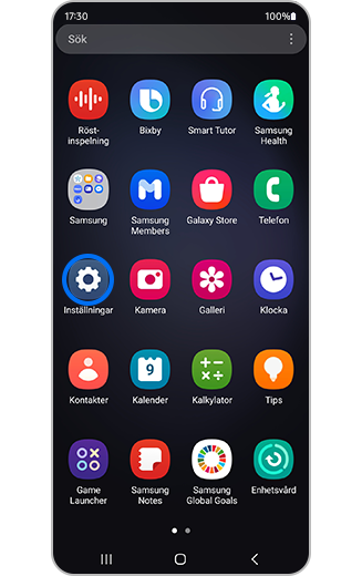 Bild där inställningsikonen är markerad.