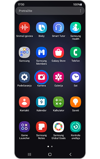 Prikaz istaknute ikone aplikacije Kamera.