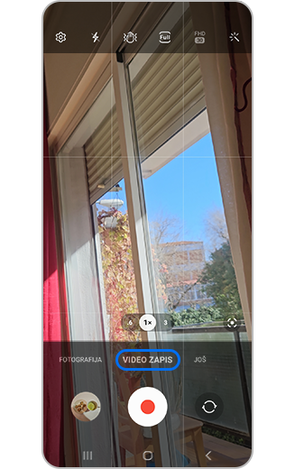 Prikaz istaknute ikone režima „Video zapis“.
