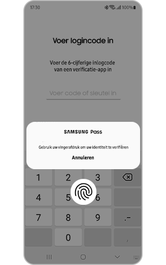 Afbeelding van de Samsung Pass loginpagina.