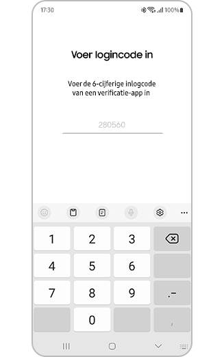 Afbeelding van automatisch ingevoerde inlogcode op de inlogpagina van de app of de website.