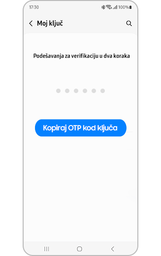 Prikaz OTP koda za verifikaciju u dva koraka za aplikaciju ili veb-sajt.