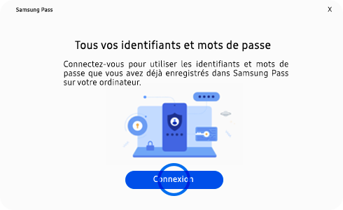 Page de connexion de l'application PC Samsung Pass.