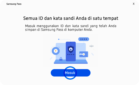 Tampilan laman masuk aplikasi Samsung Pass PC.