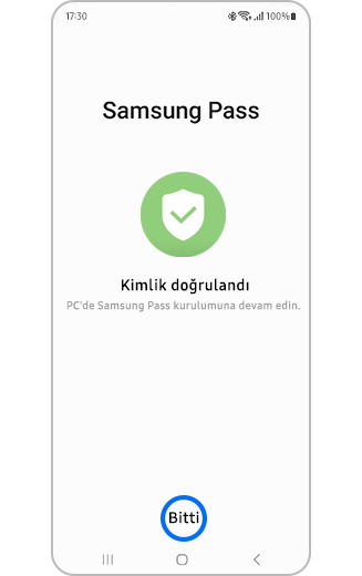 Samsung Pass mobil uygulamasının kimlik doğrulama ekranının görüntüsü.
