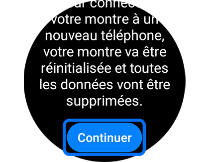 Aperçu de l’écran « Sauvegarde des données » avec le bouton « Continuer » en surbrillance.