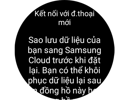 Xem màn hình “Kết nối với điện thoại mới” hiển thị thông báo sao lưu dữ liệu.