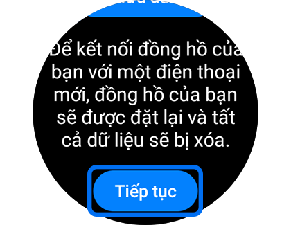 Xem màn hình “Sao lưu dữ liệu” với nút “Tiếp tục” được làm nổi bật.