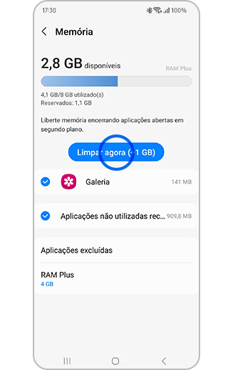 Viste do botão Limpar agora em destaque.