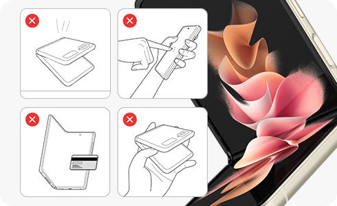 Obrázek znázorňující činnosti, kterých je třeba se při používání skládacích zařízení vyvarovat.