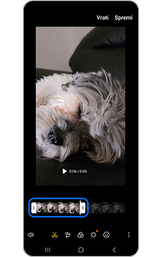 Prikaz odabranog uređivanja je istaknut.