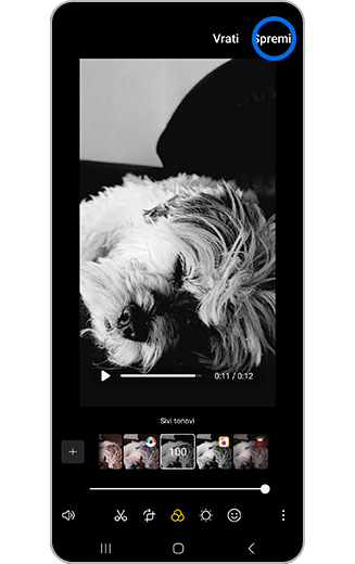 Prikaz gumba za spremanje za odabrani filtar.