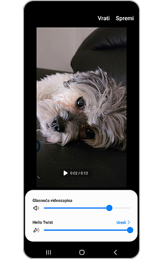 Prikaz razina glasnoće videozapisa i glazbe