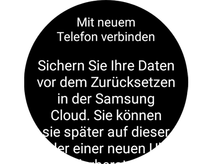 Ansicht des Bereichs “Mit neuem Telefon verbinden“, in dem eine Nachricht mit der Aufforderung zur Datensicherung angezeigt wird.