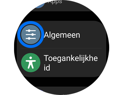 Weergave van het menu Instellingen met de optie "Algemeen" gemarkeerd.