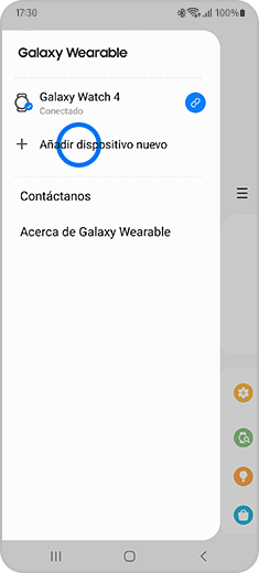Vista de la opción "Añadir dispositivo nuevo" resaltada.
