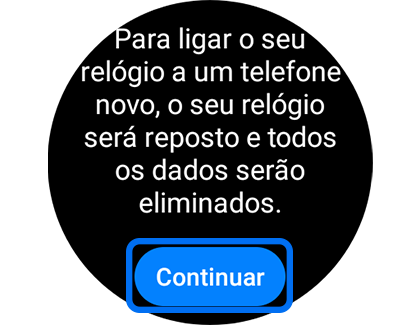 Vista do ecrã “Cópia de segurança dos dados” com o botão “Continuar” realçado.