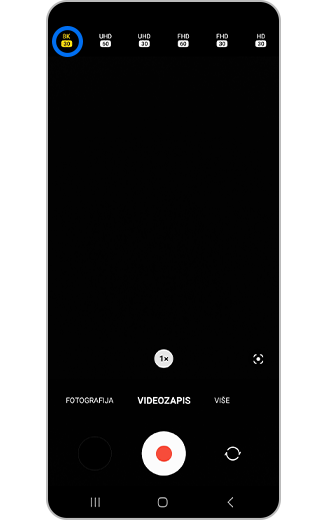 Prikaz brzine snimanja videozapisa.