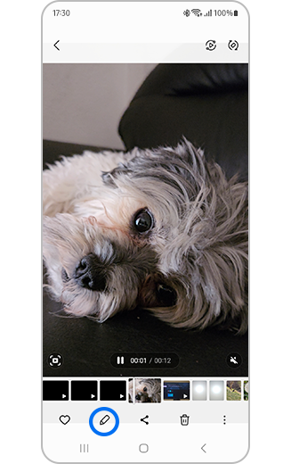 Prikaz odabranog videozapisa s istaknutom ikonom za uređivanje.
