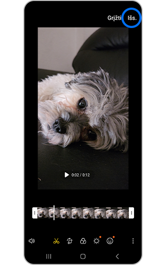 Redaguoto vaizdo įrašo išsaugojimo mygtuko atvaizdas.