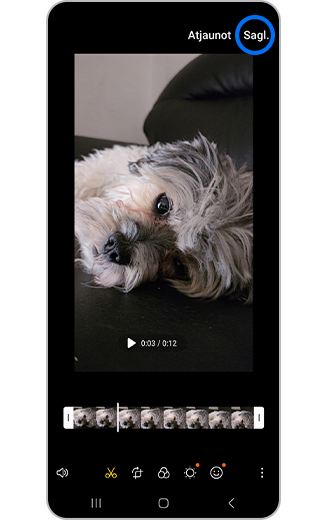 Skats uz video rediģēšanas saglabāšanas pogu.