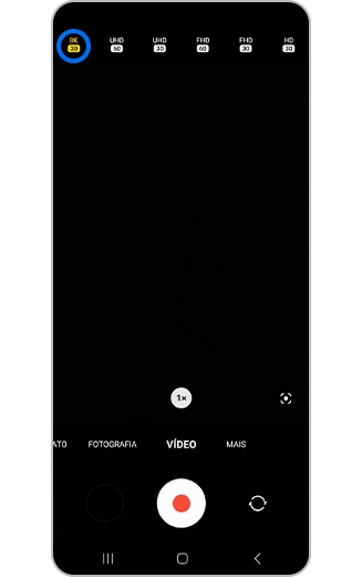 Vista da taxa de fotogramas da gravação de vídeo.
