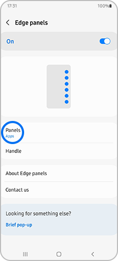 Step 3. Tap the "Panels" option from the list.