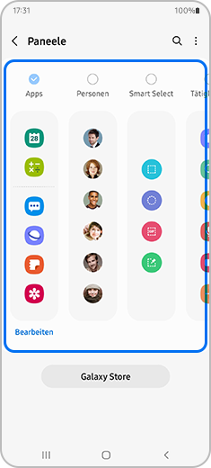 4. Wähle das Seiten-Paneel aus, das du auf dem Bildschirm verwenden möchtest.