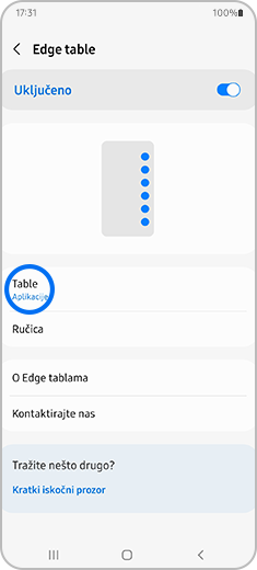 3. korak. Dodirnite opciju "Table" s popisa.