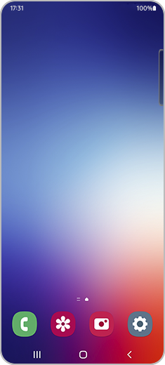 Kraštinių skydelių gesto raginimo vaizdas viršutiniame dešiniajame kampe po aktyvinimo.