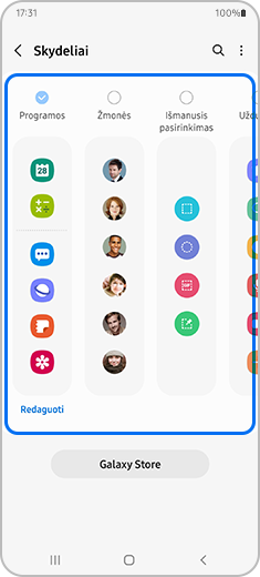 4 žingsnis. Ekrano viršuje pasirinkite skirtukų skydelį, kurį norite naudoti.
