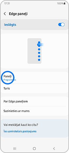 3. darbība. Sarakstā pieskarieties opcijai "Paneļi".