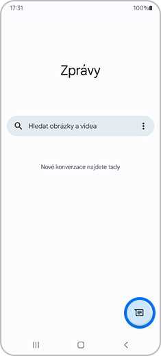 Krok 1. Obrázek znázorňující hlavní obrazovku aplikace Zprávy pro Android.