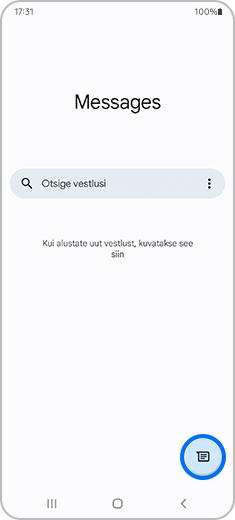 1. samm. Android Message’i põhikuva vaade.