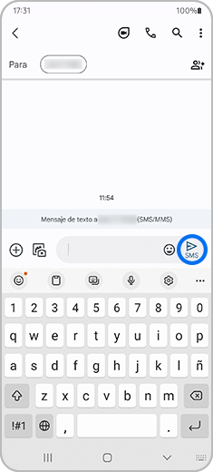 Pantalla de envío con el botón de envío resaltado.