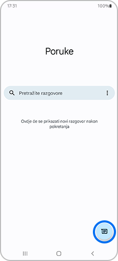 1. korak. Pogled na glavni zaslon aplikacije Android Message.