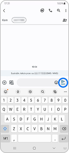 3 žingsnis. Ekranas su paryškintu mygtuku Siųsti .