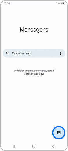 Vista do ecrã principal da aplicação Mensagens para Android.