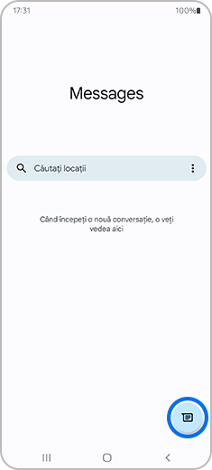 Pasul 1. Imagine cu ecranul principal al aplicației Android Messages.