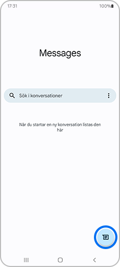 Steg 1. Vy över huvudskärmen i Android Message.