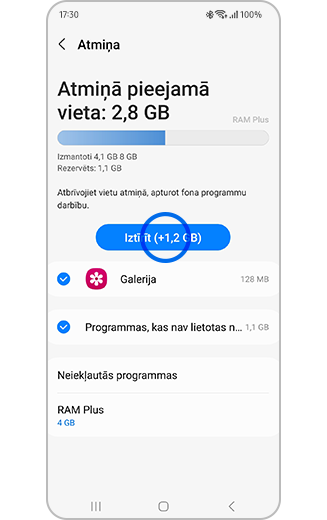 Izcelta poga "Iztīrīt".