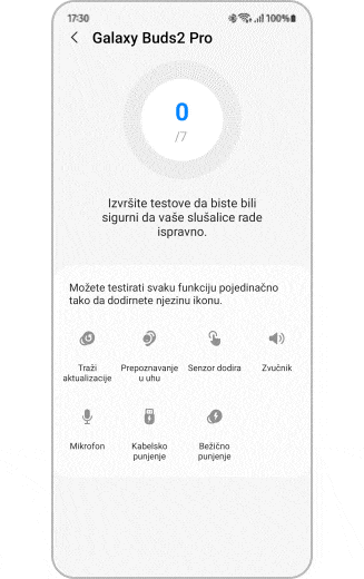 Prikaz opcija dijagnostike povezanih uređaja.