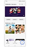 Vista da aplicação Samsung Members com o ícone de Apoio realçado.