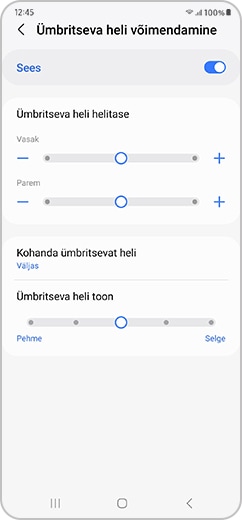 Nutitelefoni ekraan ümbritseva helitaseme valikutega