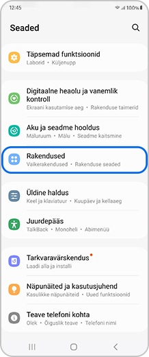 Nutitelefoni ekraan, millel on ära märgitud rakenduste valikuvariant.