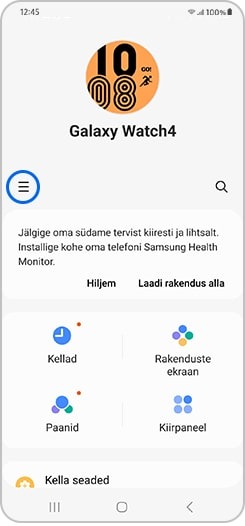 Rakenduses Galaxy Wearable valitud ikoon „Rohkem valikuid“