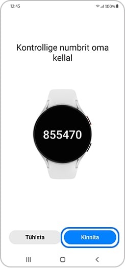 Rakenduses Galaxy Wearable valitud valik „Kinnita“