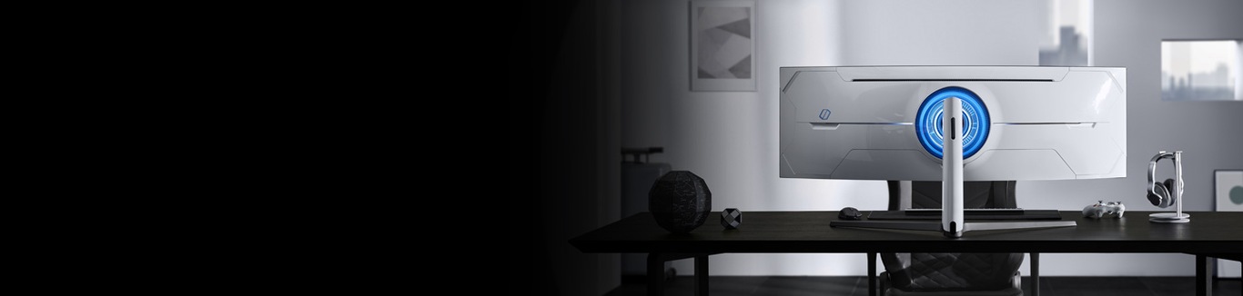 Laual on Odyssey G9 monitori tagakülg