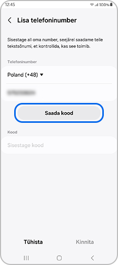 Sisestage kood selleks mõeldud lahtrisse, seejärel vajutage Kinnita