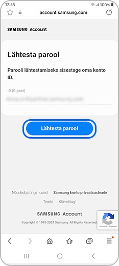 Parooli lähtestamine Samsungi konto veebilehel